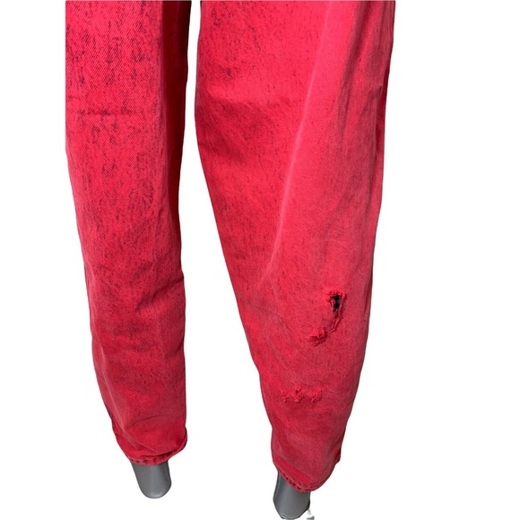 Vtg Bill Blass Jeans 10 Red High Waist Tapered Pleated Acid Wash Distressed - Picture 6 of 11